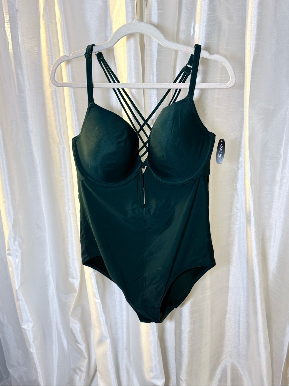 Adore Me Dark Green Strappy One-Piece Bodysuit